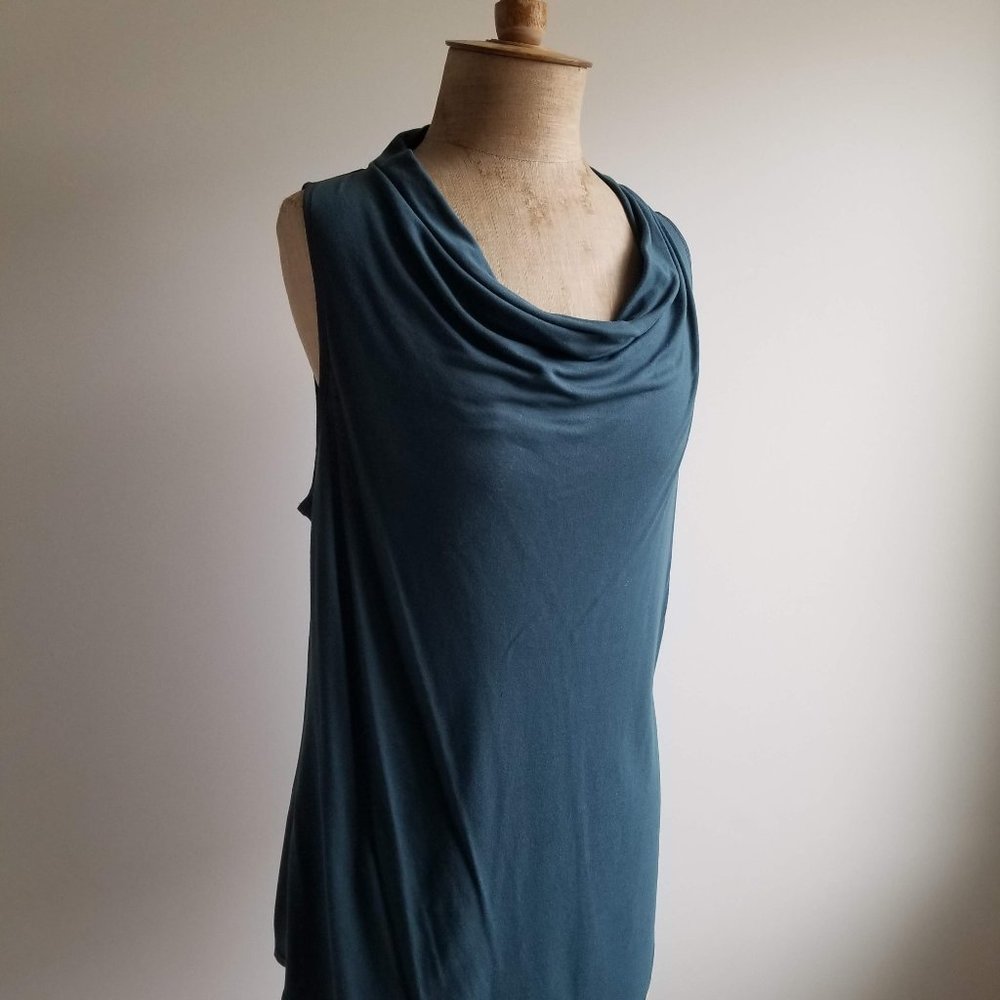 Teal Cowlneck Sleeveless Tunic